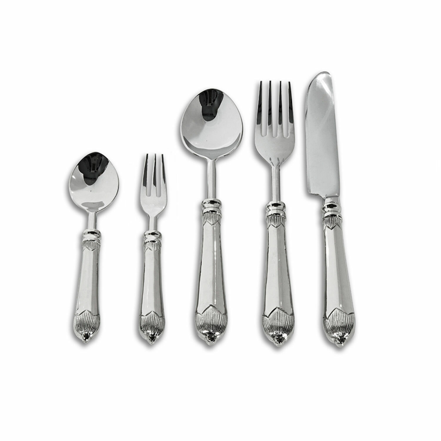 Posate Gasharba Set di posate in acciaio inox con manici decorativi argentati per la sala da pranzo