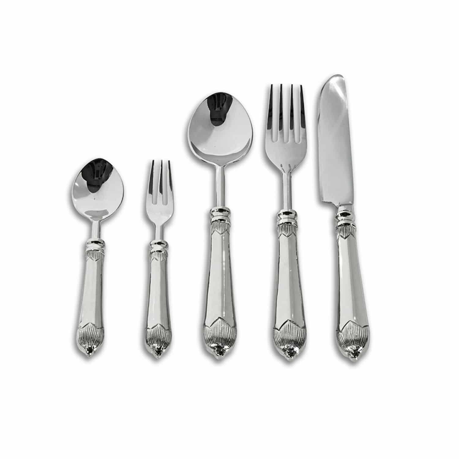 Posate Gasharba Set di posate in acciaio inox con manici decorativi argentati per la sala da pranzo