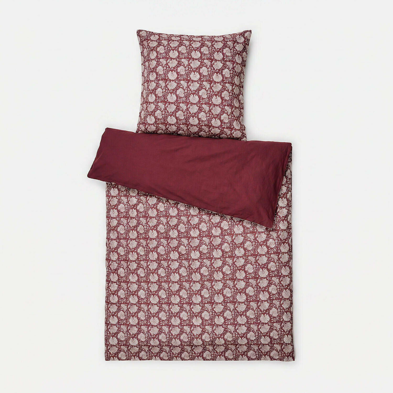 bordeaux Biancheria da letto Jouvenay in cotone bordeaux con motivo floreale e retro tinta unita, morbida ed elegante