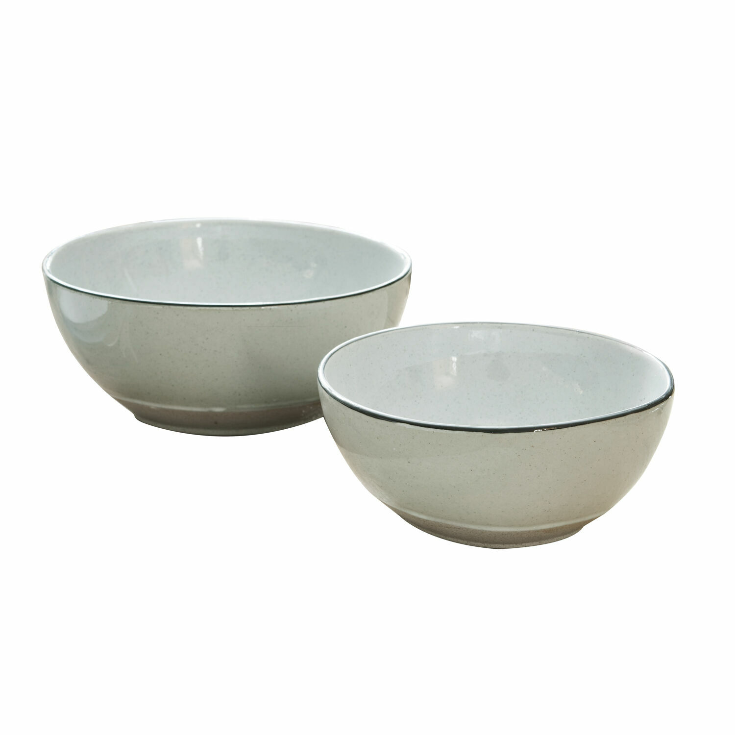 Coppia di ciotole Biarré Set di due ciotole in ceramica grigio chiaro con sottile bordo nero, per uso in cucina