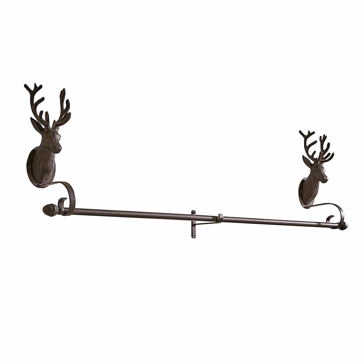Appendino con ganci Talmira Appendiabiti da parete in metallo marrone scuro con teste di cervo, decorativo e funzionale
