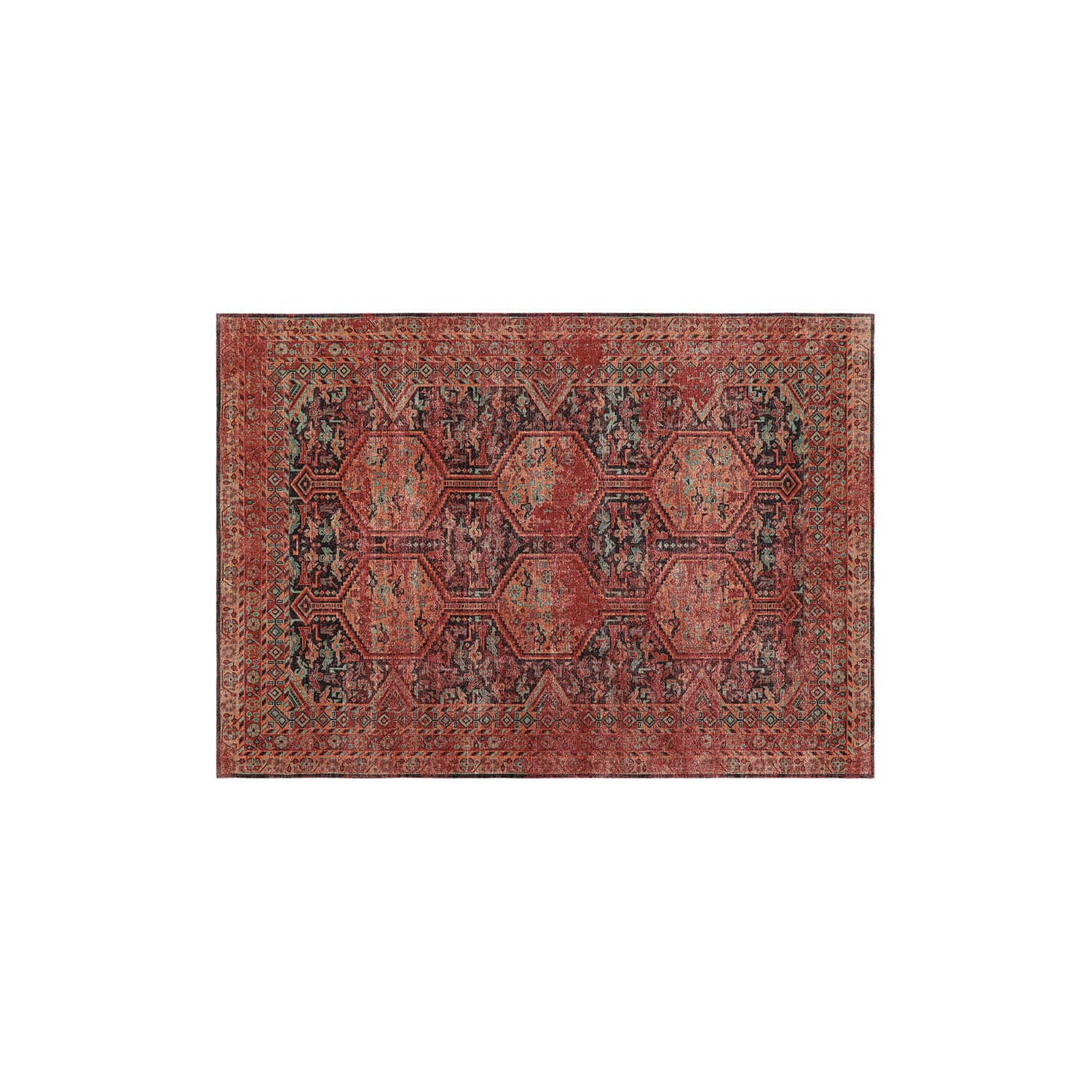 Tappeto Incantaro Tappeto orientale in tonalità rosse e nere con motivo decorativo, accessorio elegante per la casa
