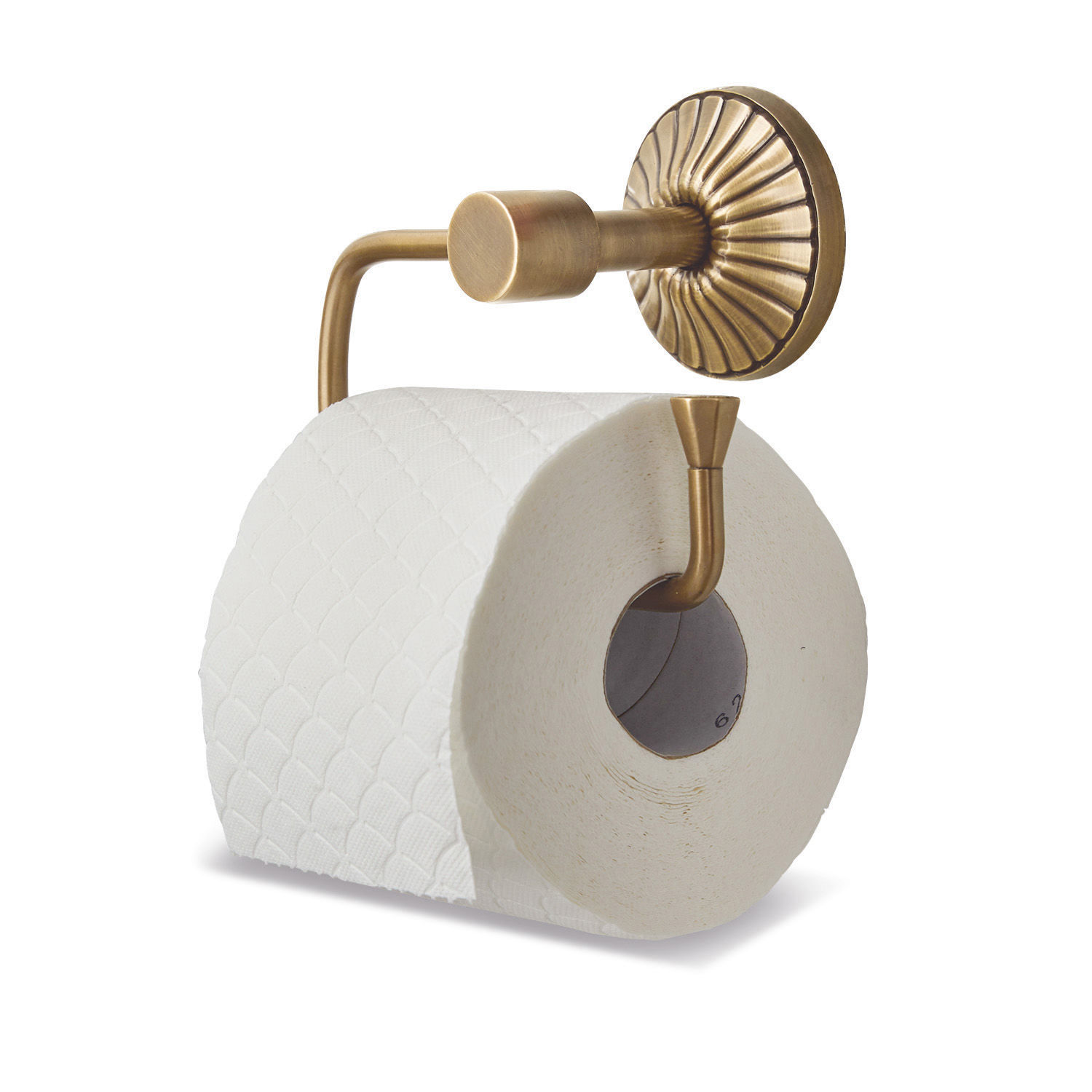 Portarotolo Terling Porta rotolo di carta igienica in ottone con base rotonda decorativa in stile vintage