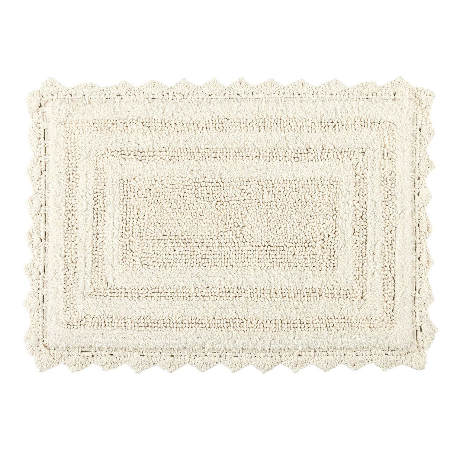 Scendibagno Yalexir Tappeto in cotone beige con bordo decorativo, morbido e decorativo per interni
