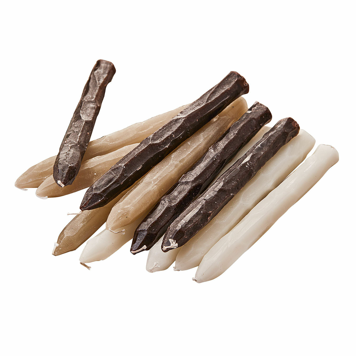 Set di candele da tavolo in cera naturale bianca, beige e marrone per decorazioni d'interni