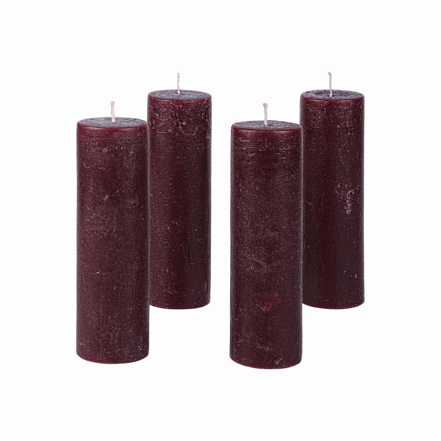 bordeaux Set di 4 candele Muriel bordeaux, forma cilindrica, decorazione per interni
