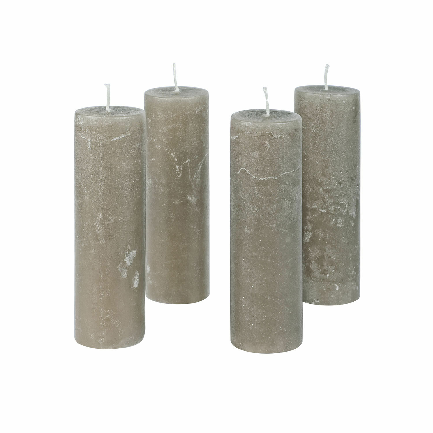 talpa Set di 4 candele Muriel color taupe con finitura rustica, decorazione e atmosfera accogliente