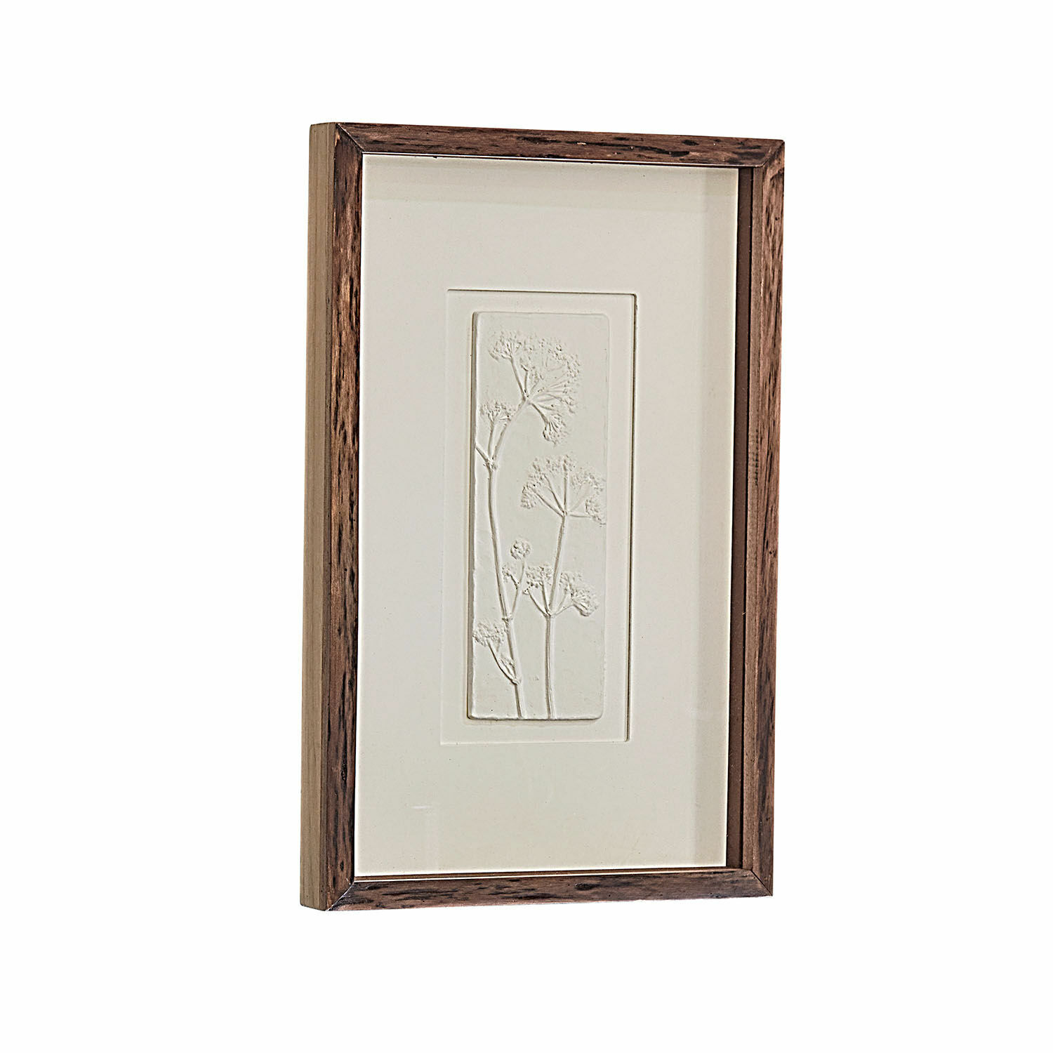 Quadro Grelita Quadro con rilievo di piante in cornice di legno naturale per decorazione da parete