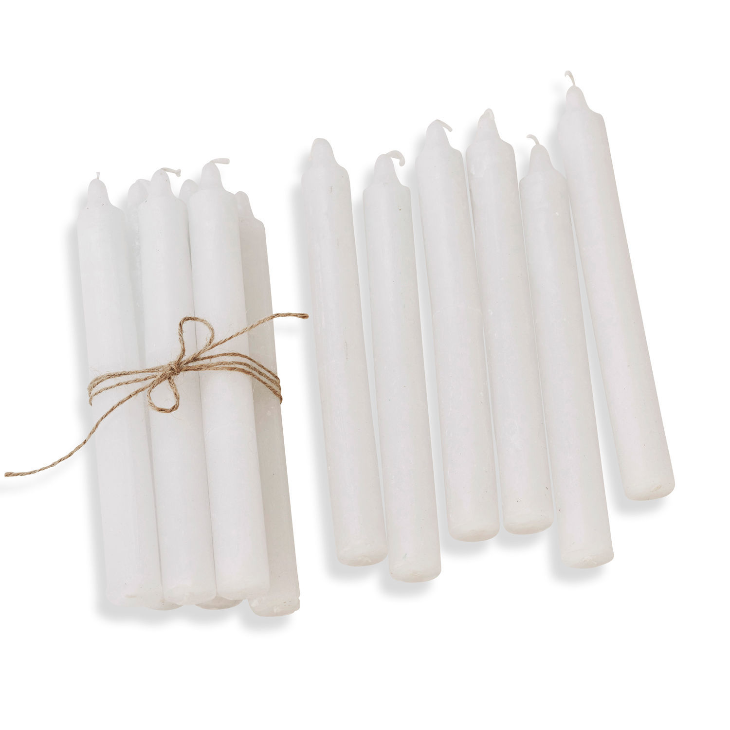 Set di 12 candele Bauceau Set di candele bianche in cera legate con corda, decorazione e illuminazione per la casa