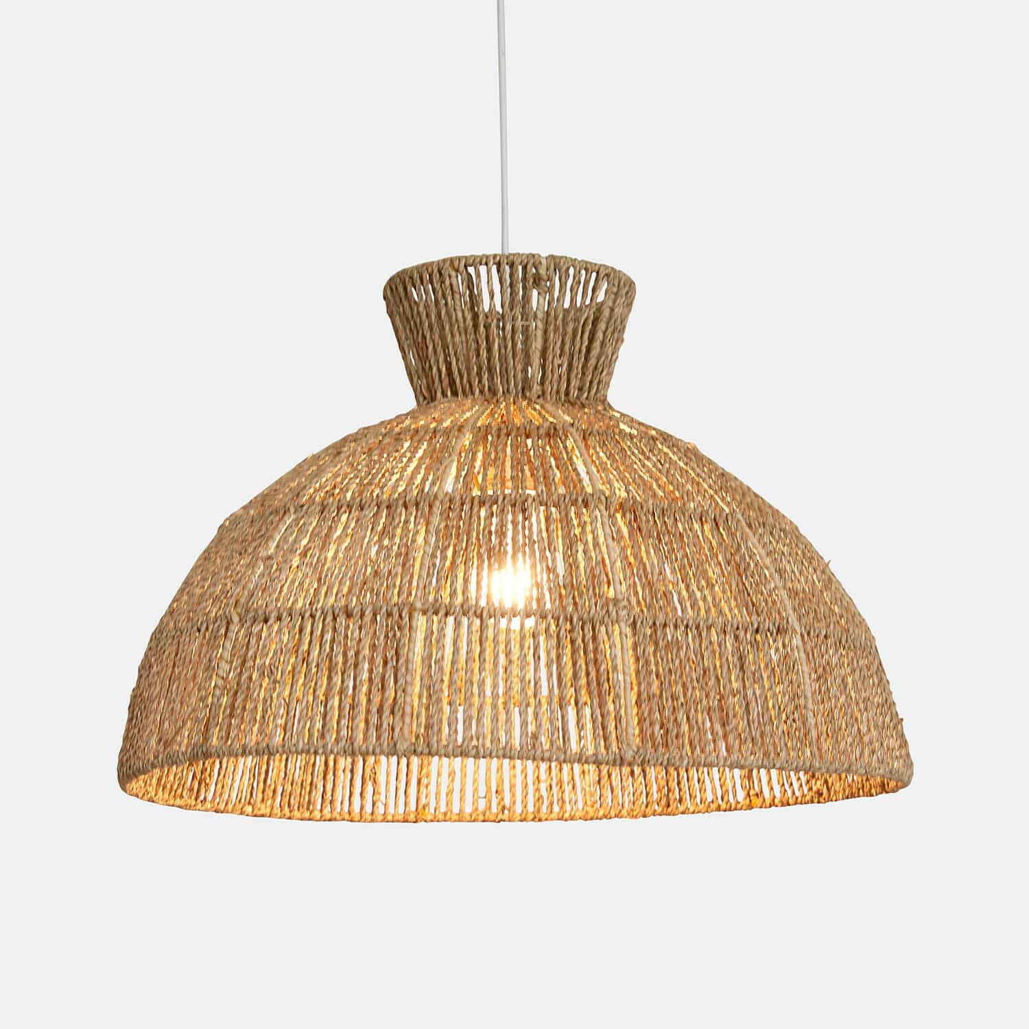 Paralume Marcellines Lampada a sospensione in corda naturale beige, lampada decorativa per soggiorno