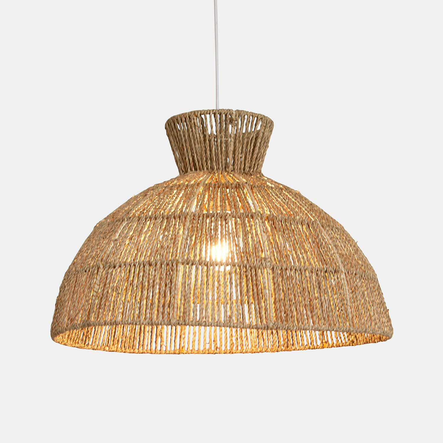 Paralume Marcellines Lampada a sospensione in corda naturale beige, lampada decorativa per soggiorno