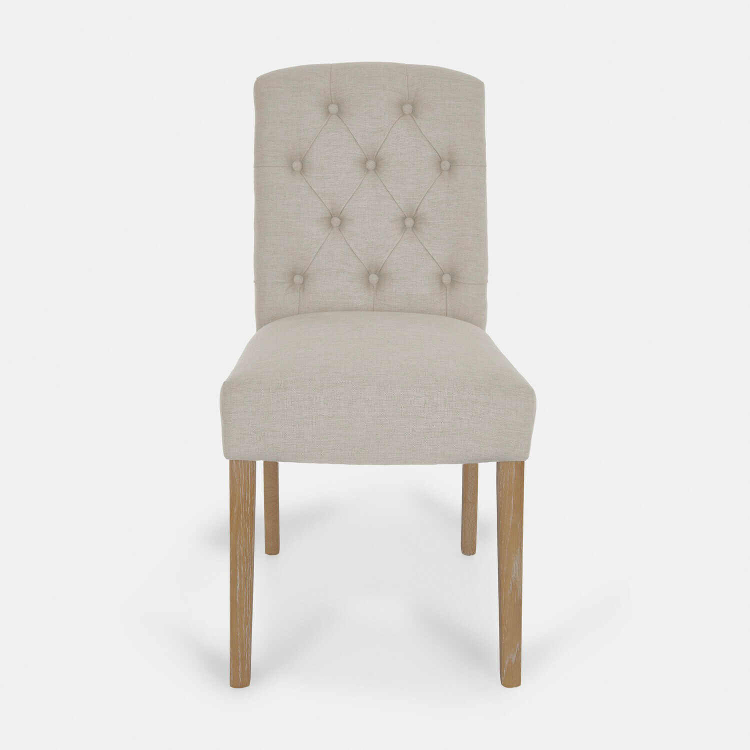 lino Sedia Fulden in lino beige con gambe in legno, design elegante per sala da pranzo