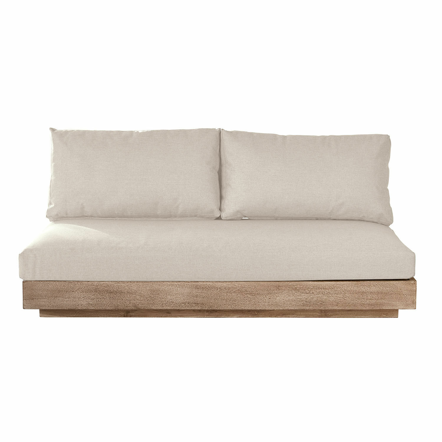 crema/marrone Elemento divano Courtelevant con tessuto crema e base in legno marrone per soggiorno