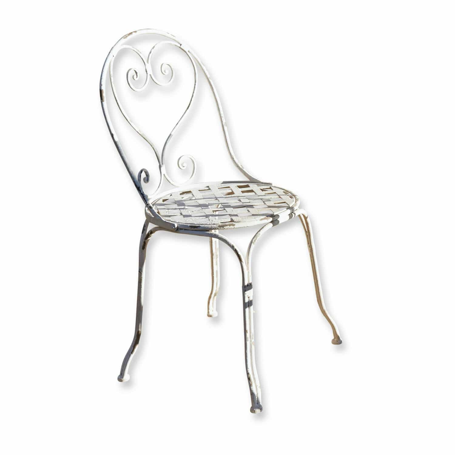 Sedia Aube Sedia da giardino in metallo bianco con seduta traforata e schienale decorativo stile vintage