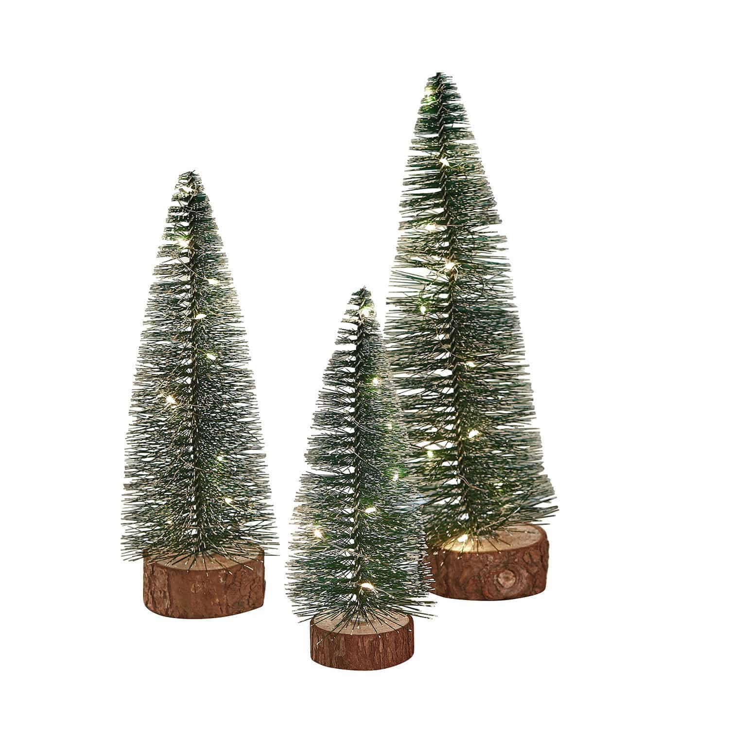 Set di 3 alberelli decorativi con luci a LED Thalindra
