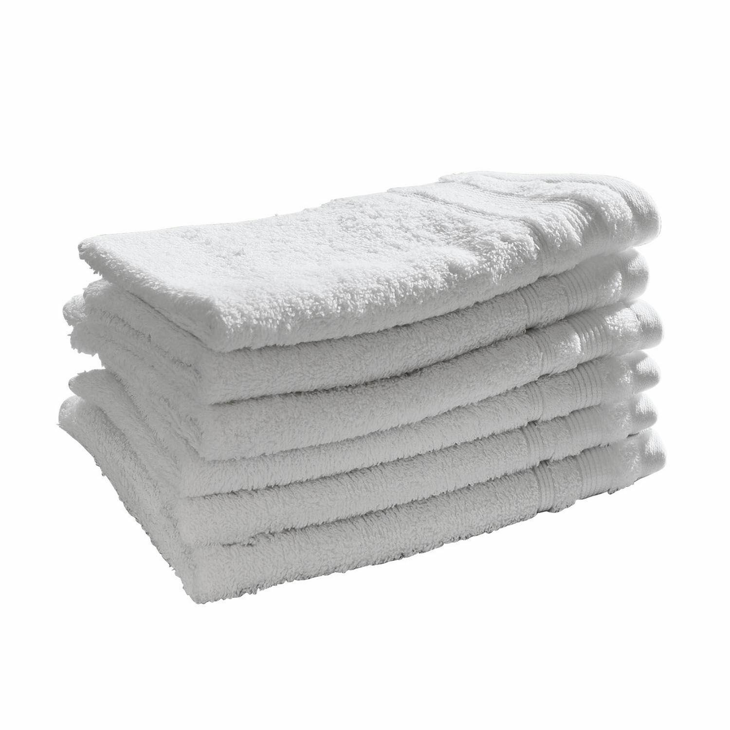 bianco Set di 6 asciugamani ospiti bianchi in cotone morbido, ideali per bagno e ospiti