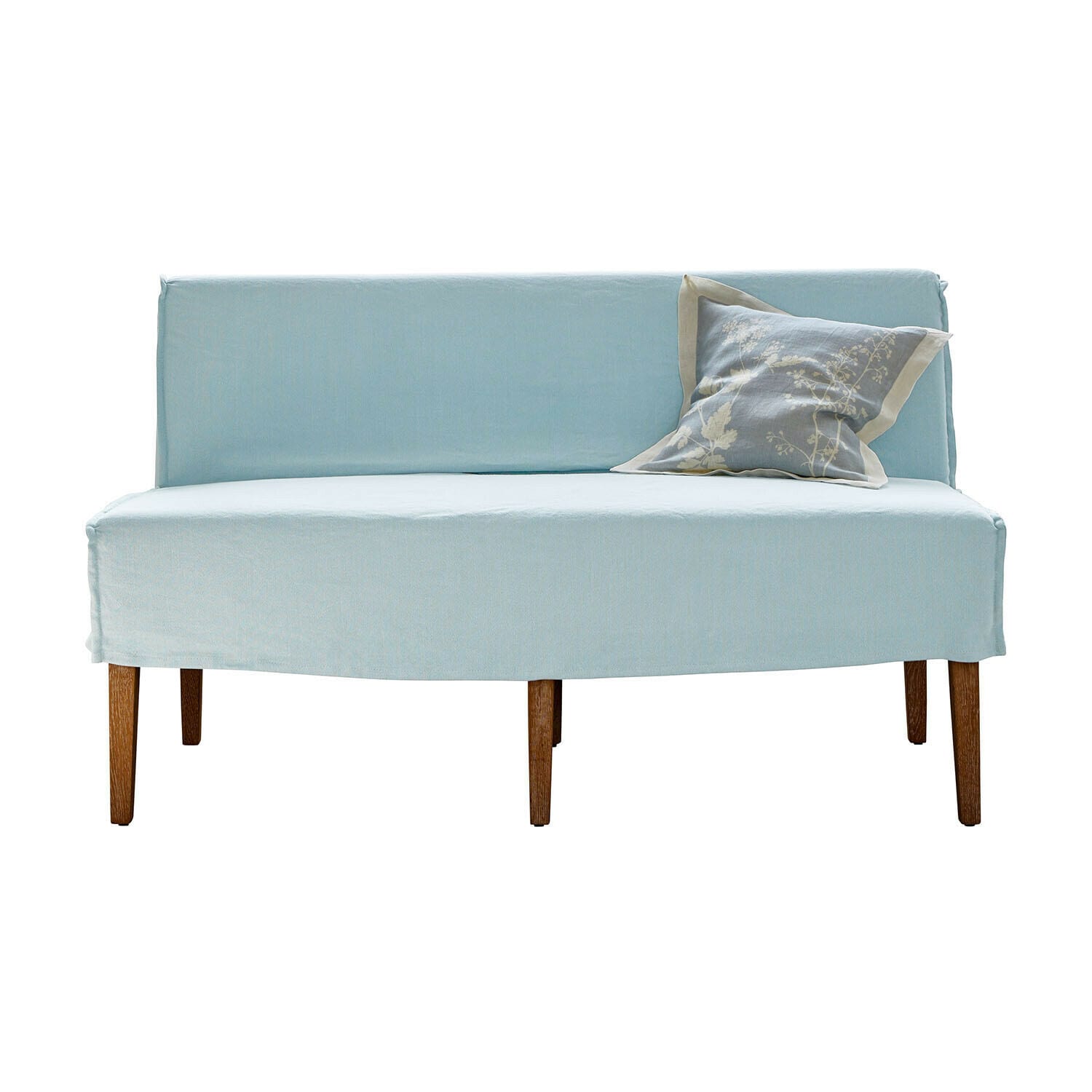 Divano Vinterfjord Panca imbottita azzurro chiaro con gambe in legno e cuscino decorativo con motivo floreale beige