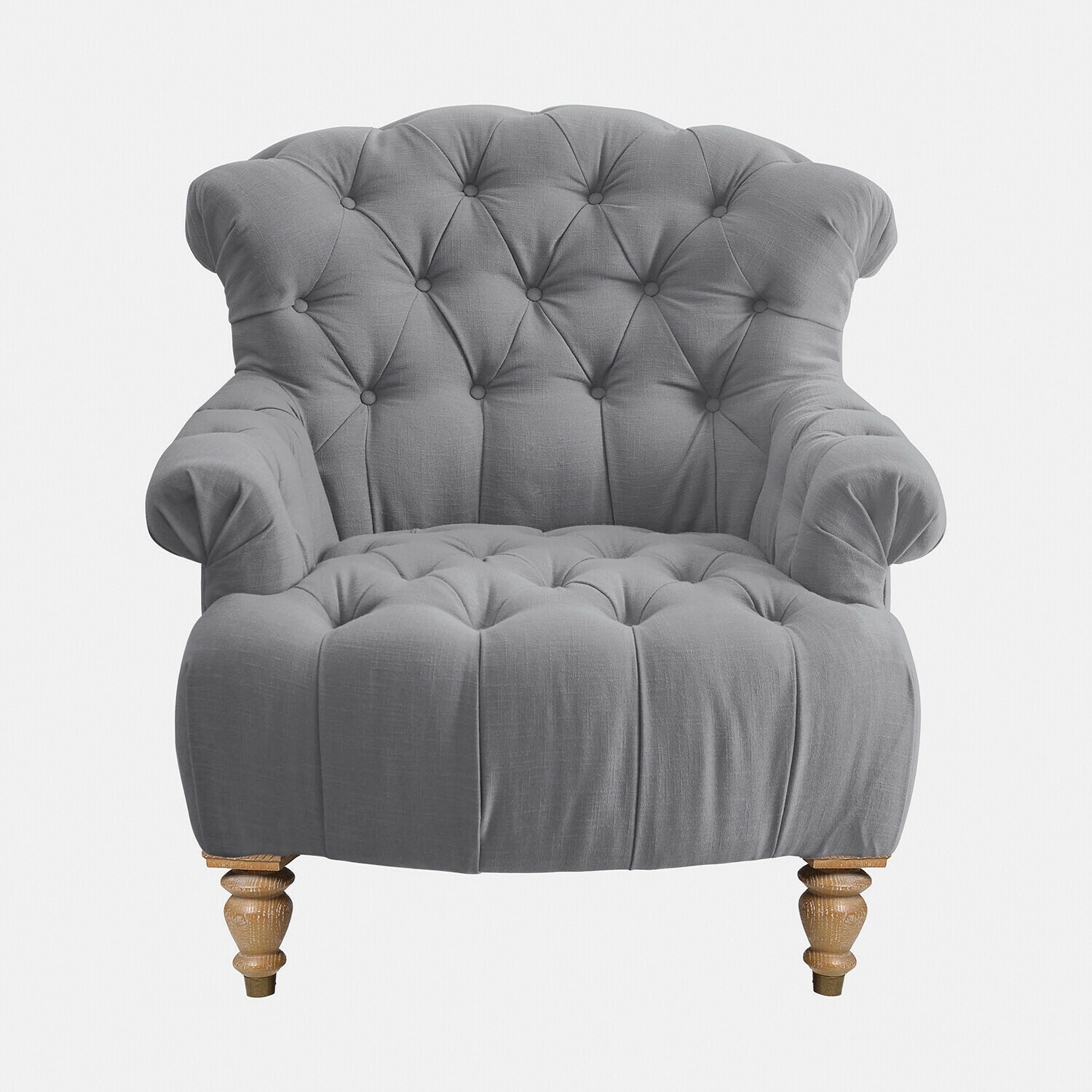 antracite Poltrona Springfield grigia in tessuto con schienale capitonné e gambe in legno per soggiorno