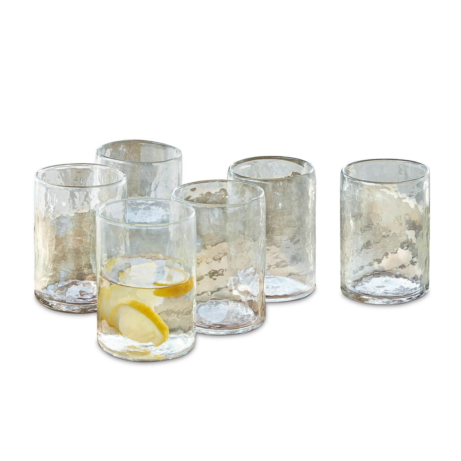 Set di 6 bicchieri Clarksville Set di sei bicchieri trasparenti in vetro strutturato, ideali per bevande.