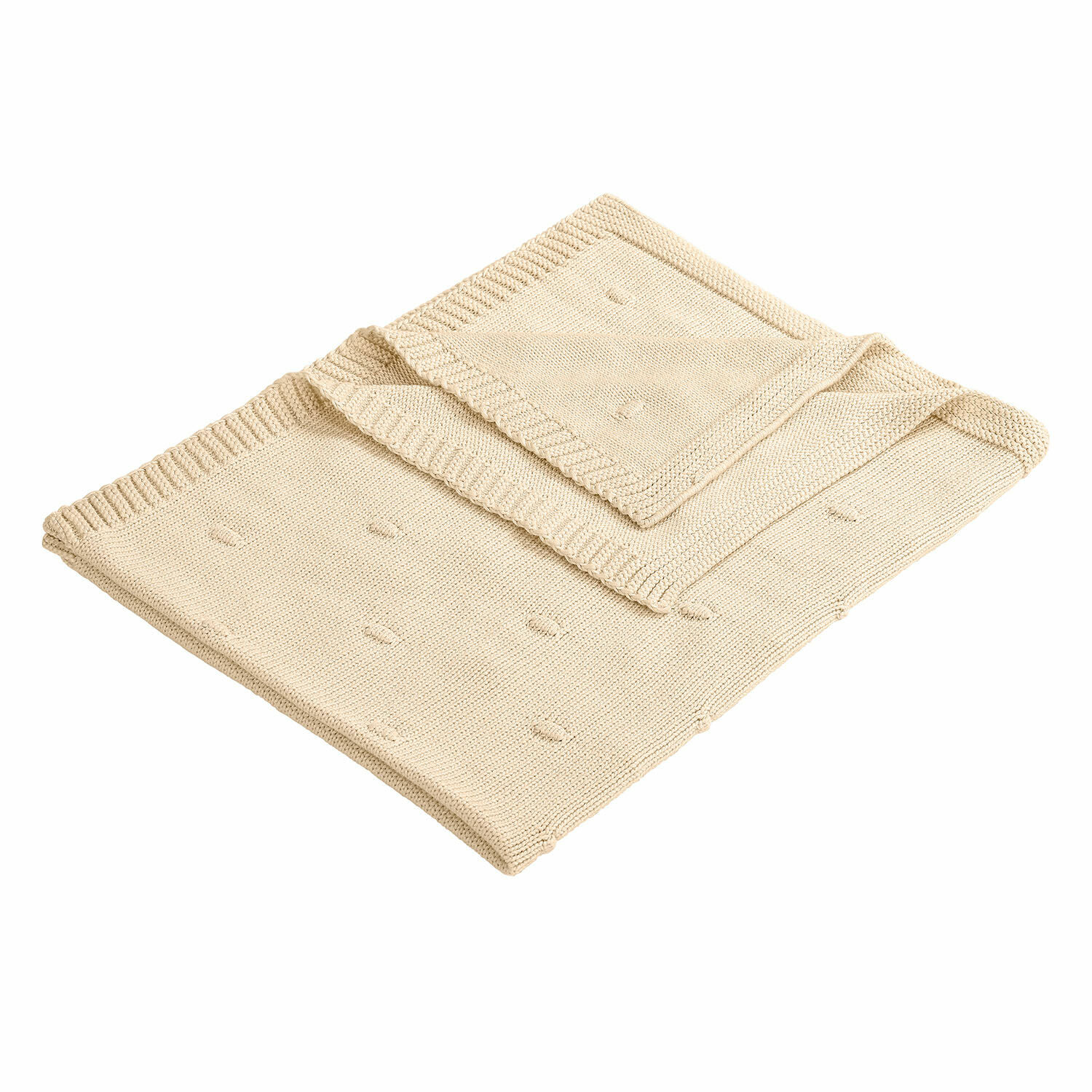 Coperta Samiya Coperta beige in cotone lavorata a maglia con motivo delicato, ideale per ambienti accoglienti