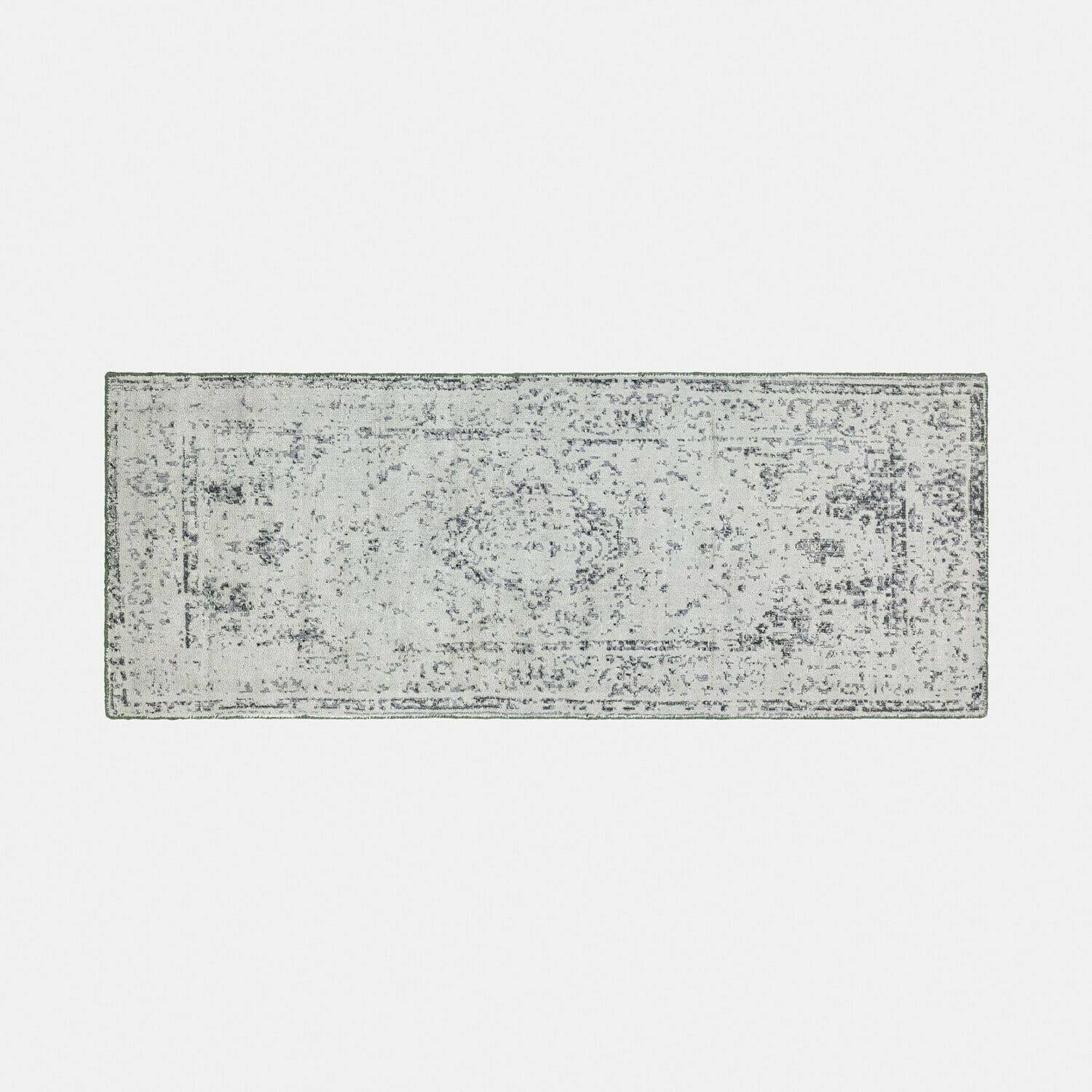 Passatoia Zéphirelle Tappeto lungo grigio chiaro con motivo vintage delicato, materiale morbido per soggiorno o corridoio
