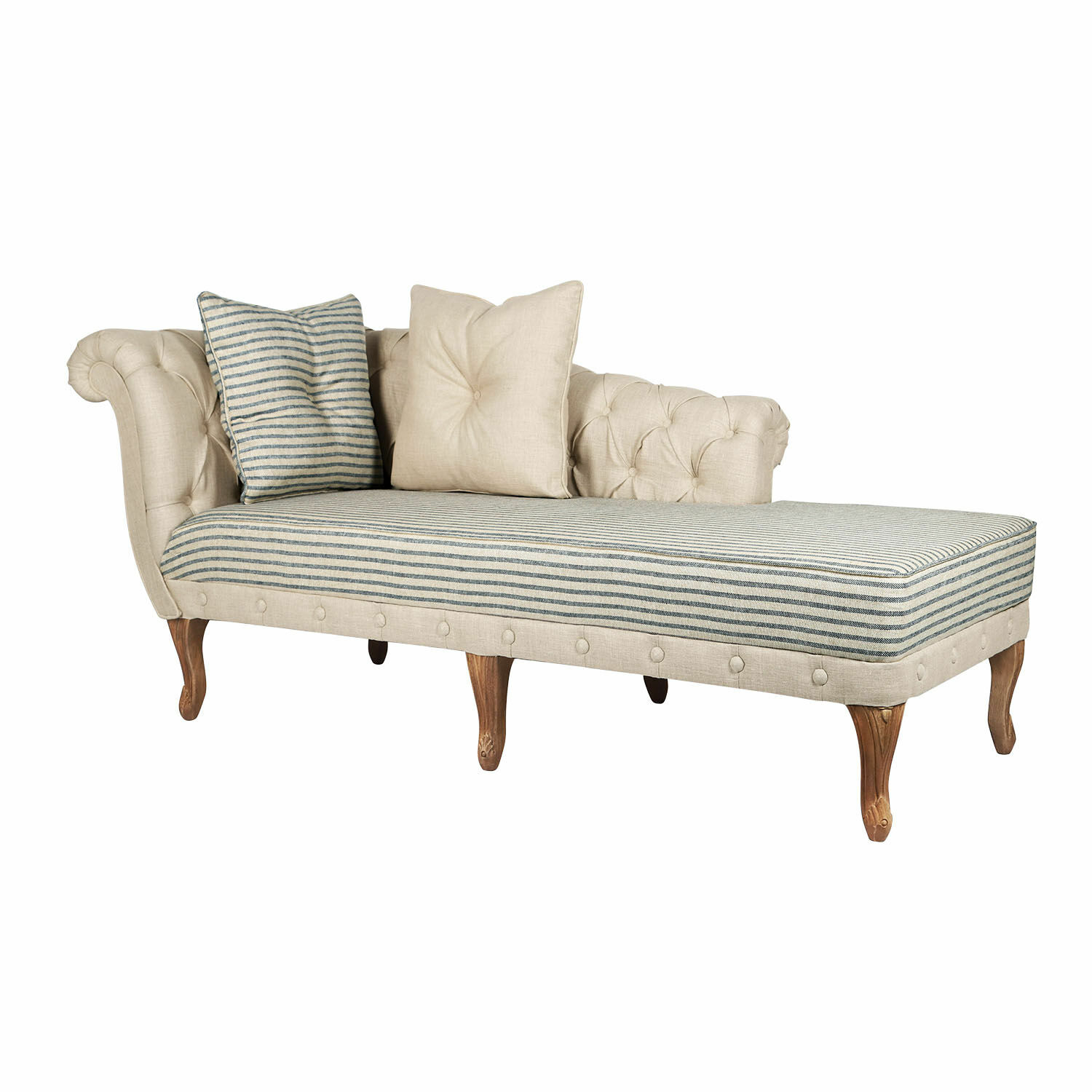 Chaise longue Viviani Chaise longue elegante con rivestimento beige e gambe in legno, adatta per soggiorno e relax