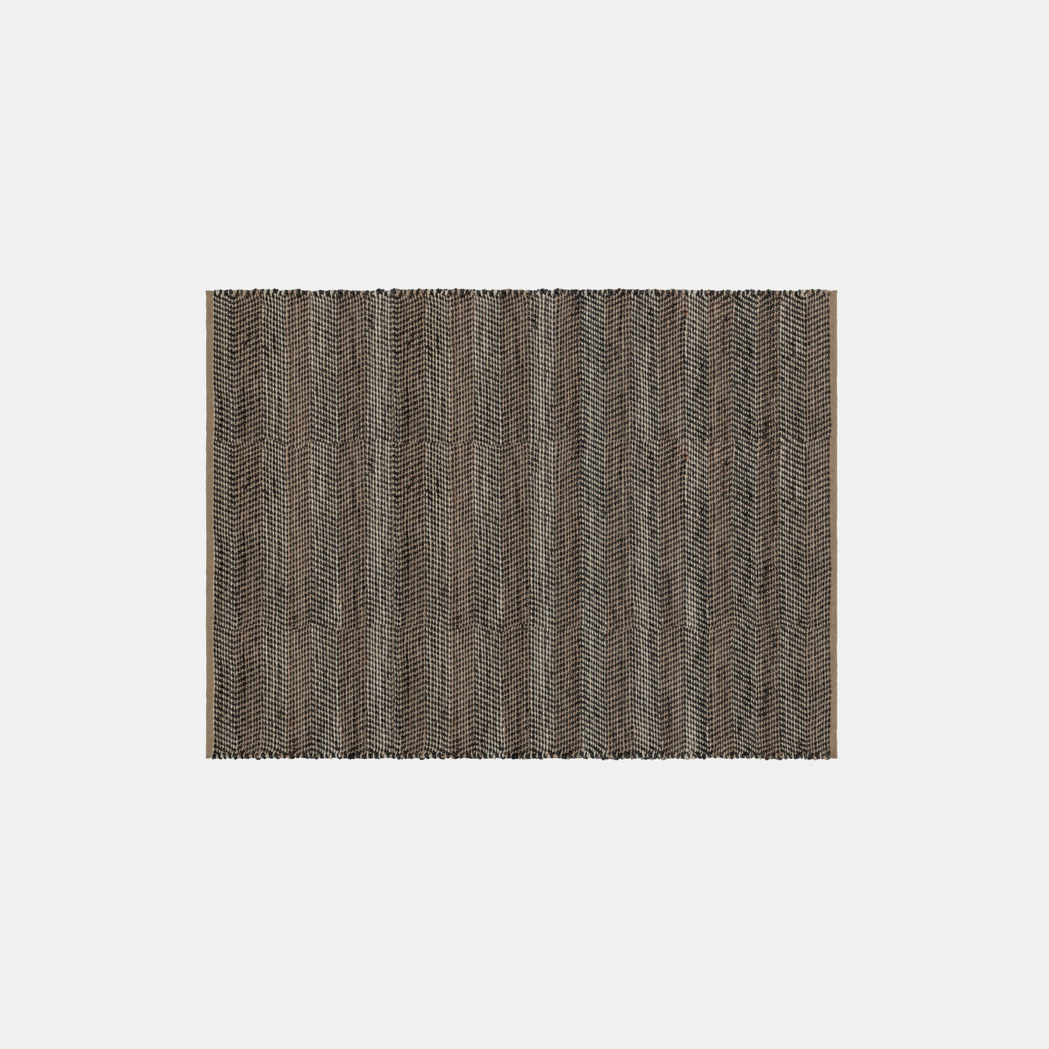 Tappeto Myråsen Tappeto in juta marrone e nero con motivo geometrico, materiale naturale per decorazione pavimenti