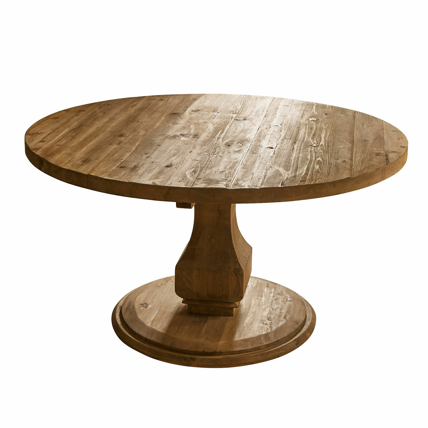 Tavolo Alderwick Tavolo rotondo in legno naturale, mobile robusto per sala da pranzo o soggiorno