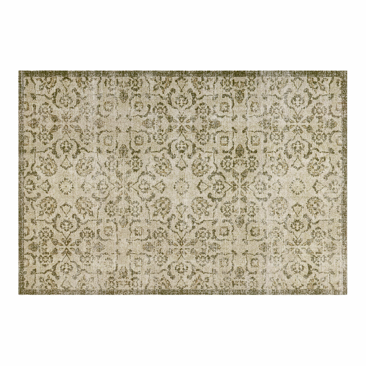 Tappeto Calperino Tappeto vintage con motivo beige e verde, materiale morbido, decorazione d'interni