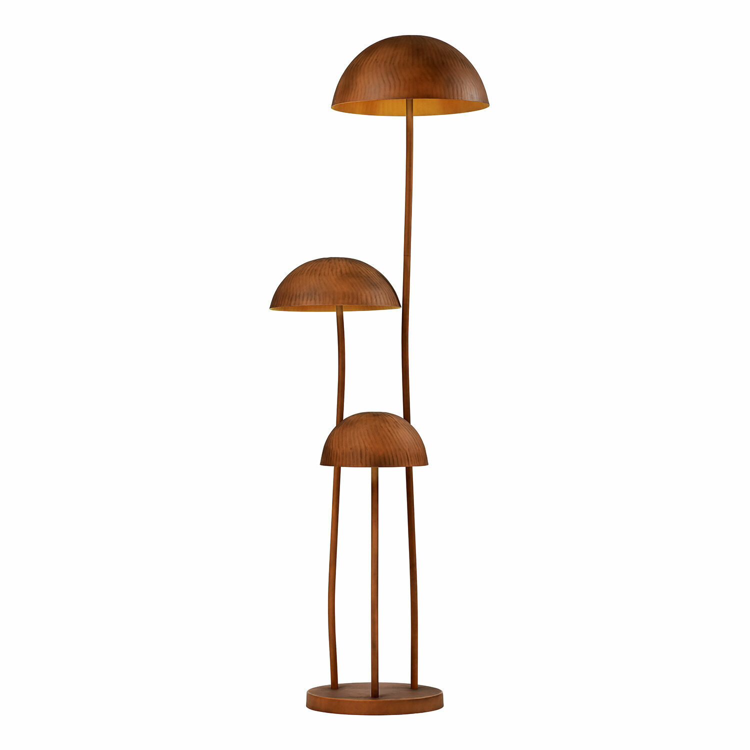 Lampada a stelo Harvelle Lampada da terra a tre bracci in rame con paralumi semisferici, design moderno e illuminazione