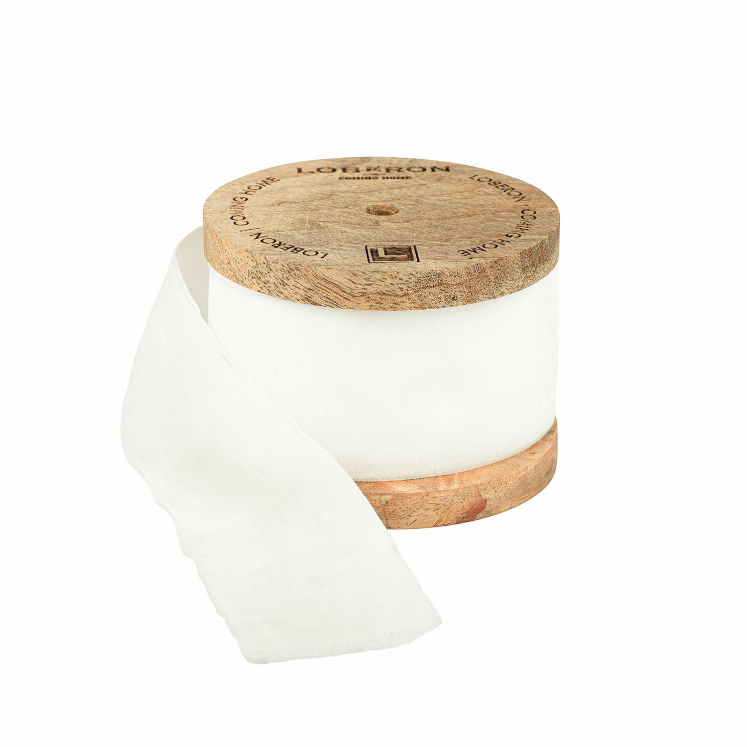 Nastro di velluto Phaedra Asciugamano bianco in materiale naturale su supporto in legno, accessorio bagno pratico e decorativo