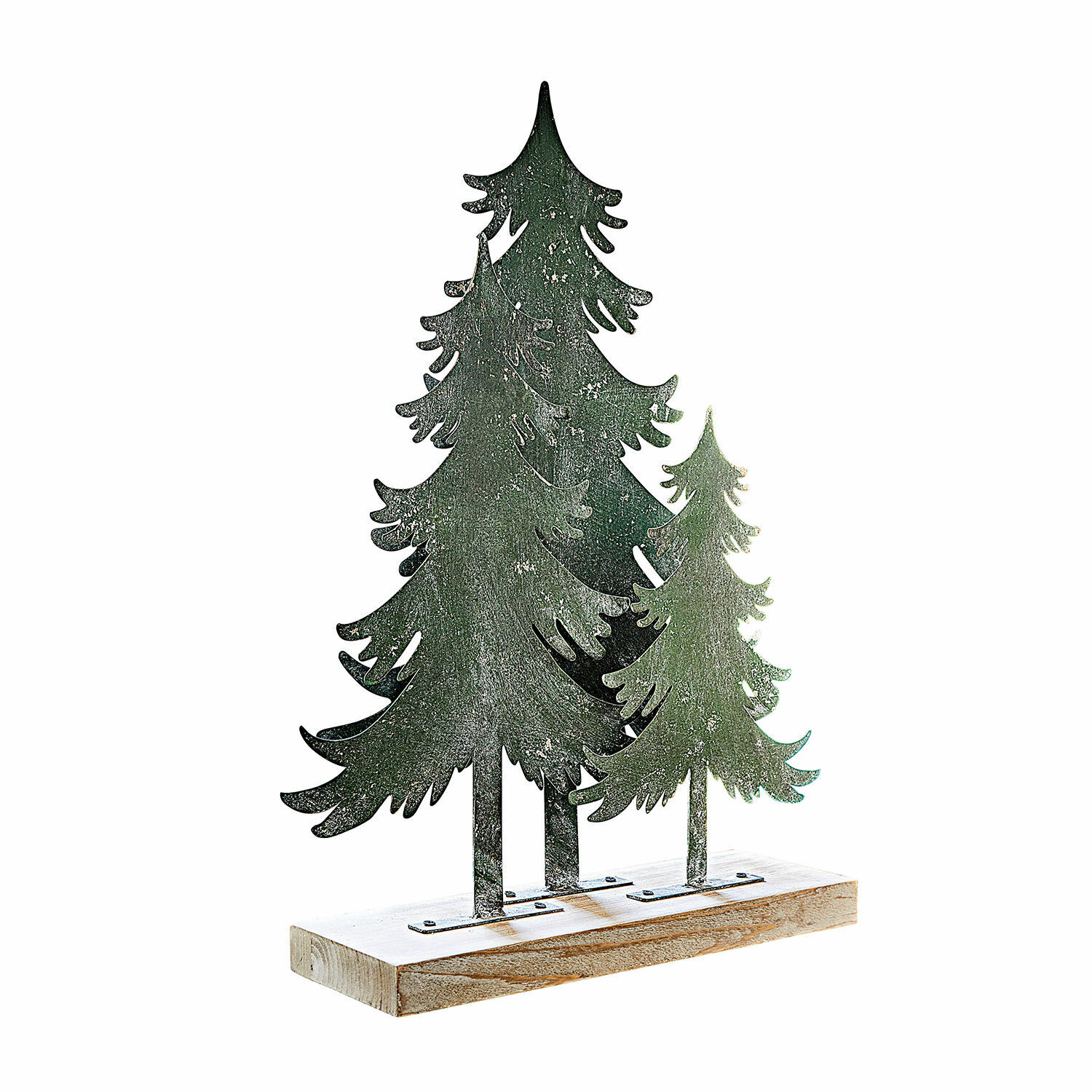 Alberi decorativi Filiz Decorazione di alberi in metallo verde su base in legno, ornamento natalizio per interni