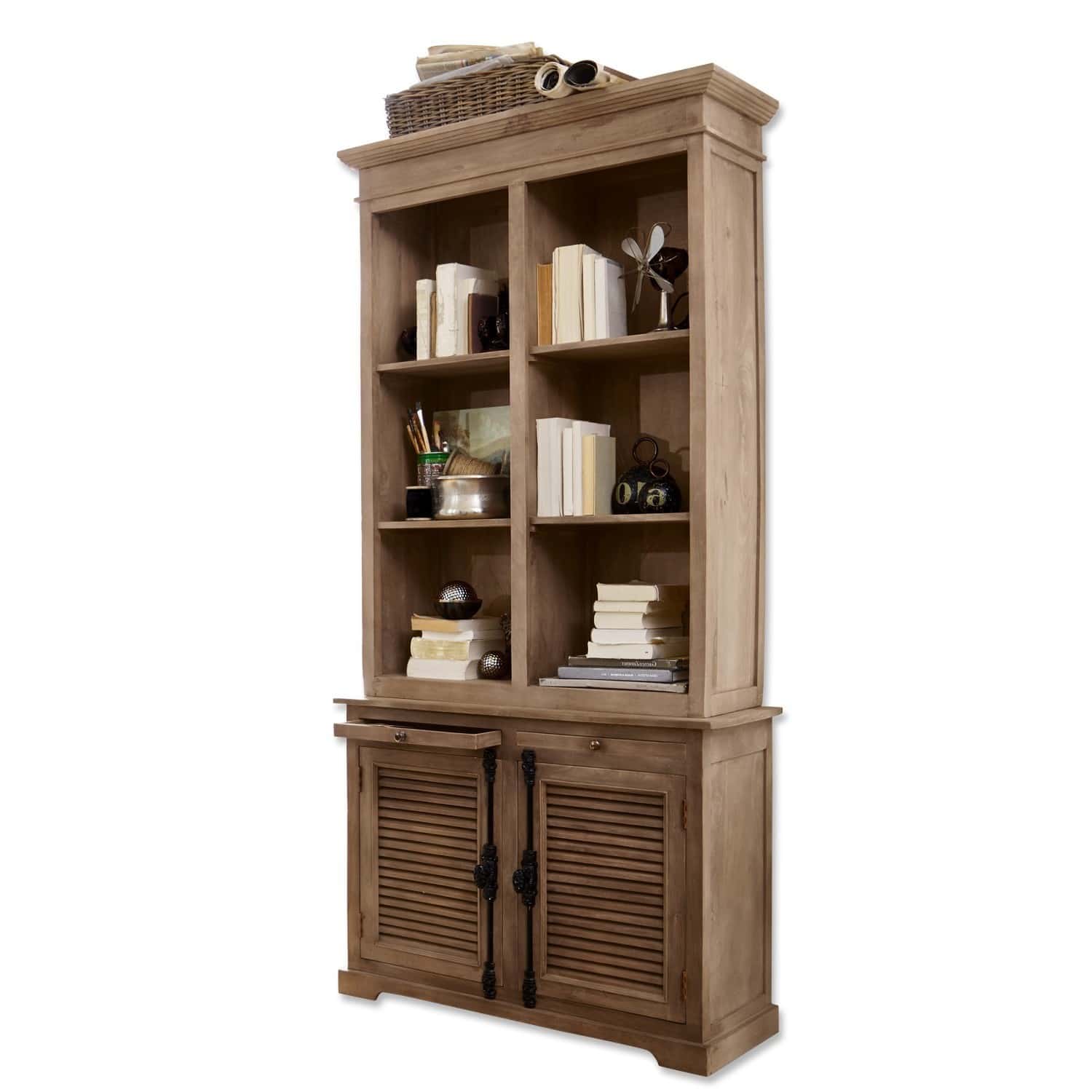 Credenza Woodlawn Mobile in legno colore naturale con scaffali e cassetti per libri e decorazioni