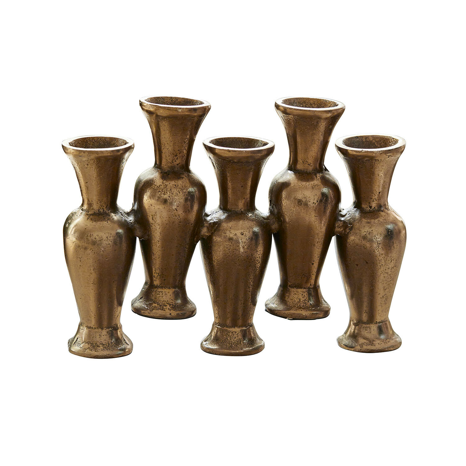 Vaso Soretta Set di cinque vasi decorativi in ottone color oro antico per interni
