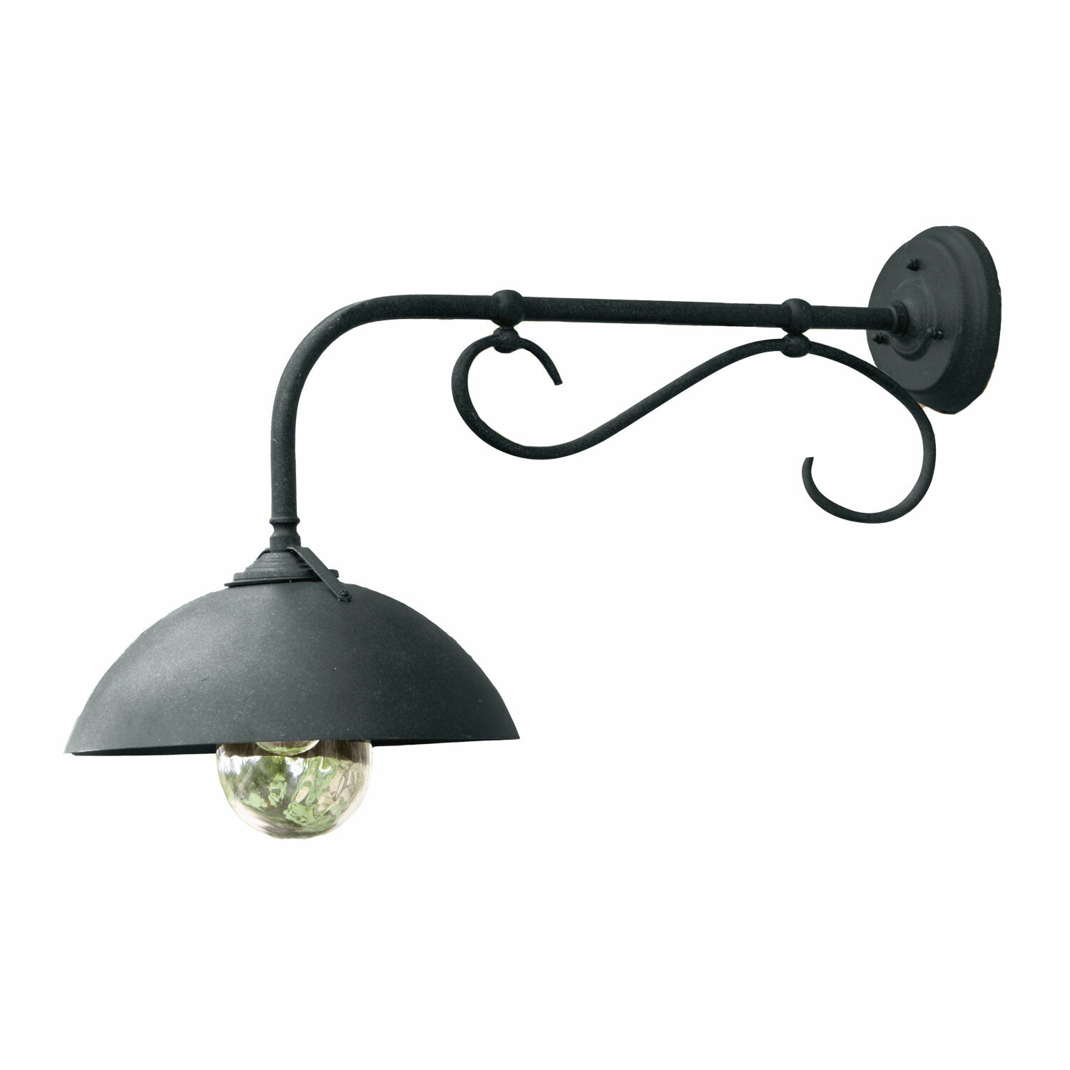 nero Lampada da parete esterna Lupia nera in metallo con braccio decorativo e globo in vetro, illuminazione esterna