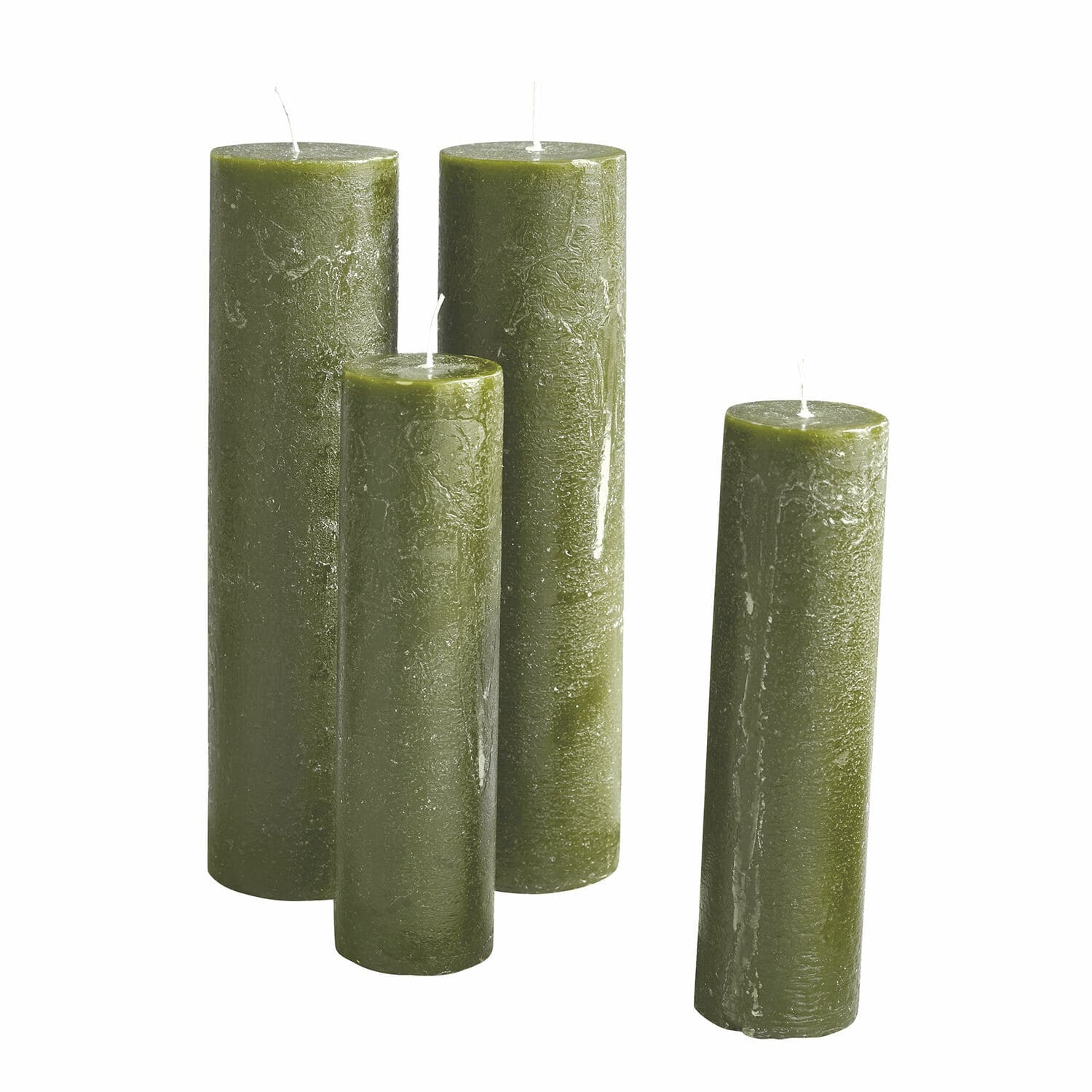 Set di 4 candele Avinal Set di quattro candele a colonna verdi in cera per decorazione e relax ambientale