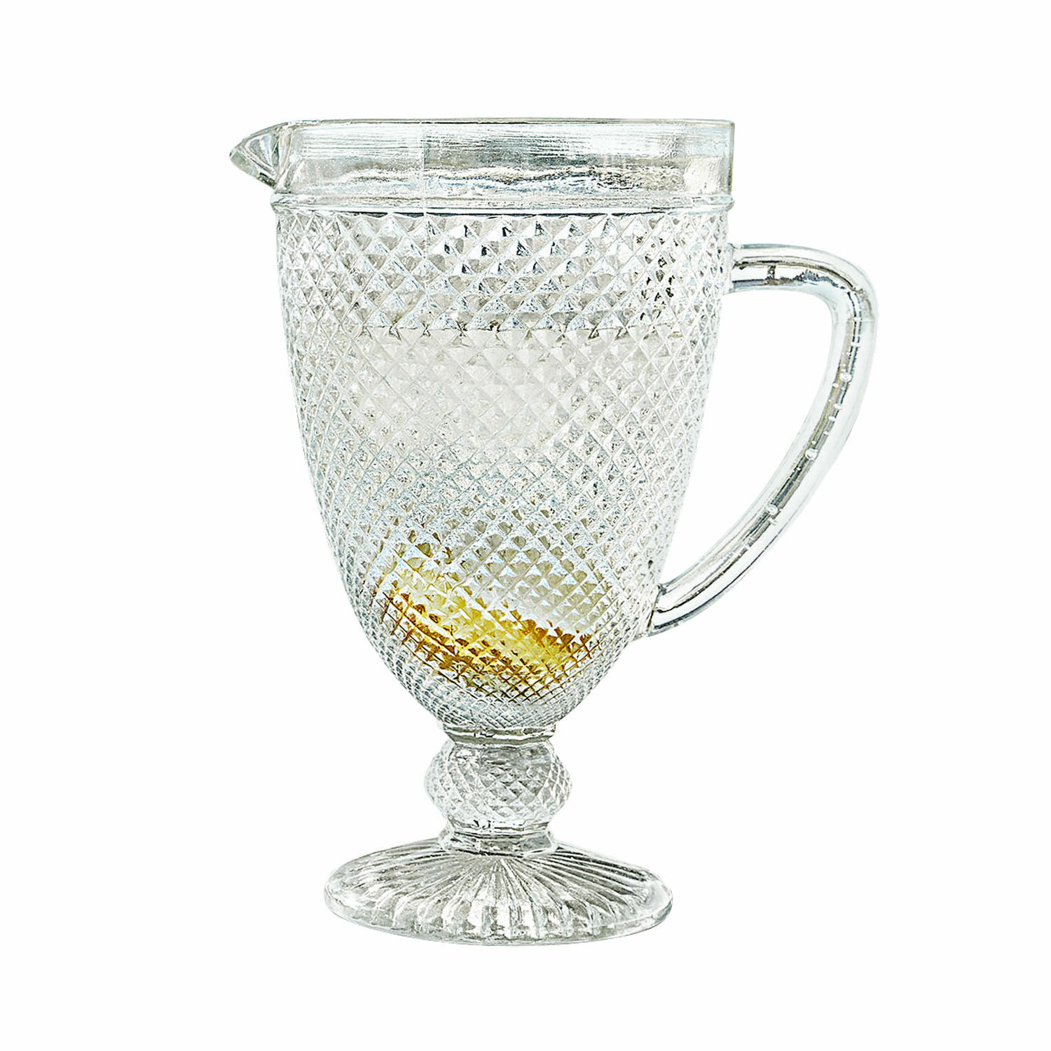 Caraffa Santerre Brocca in vetro trasparente con motivo in rilievo e manico, ideale per servire bevande
