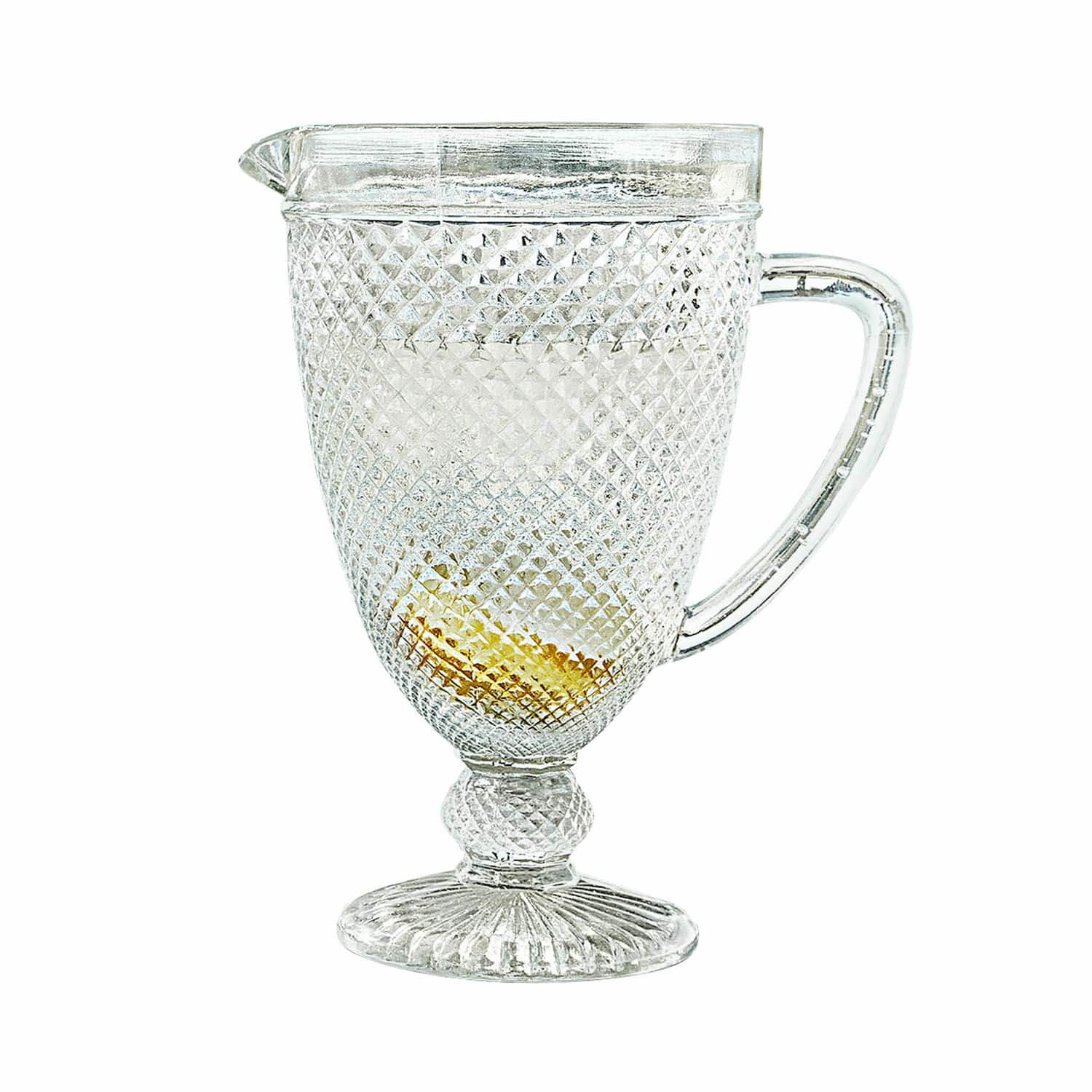 Caraffa Santerre Brocca in vetro trasparente con motivo in rilievo e manico, ideale per servire bevande
