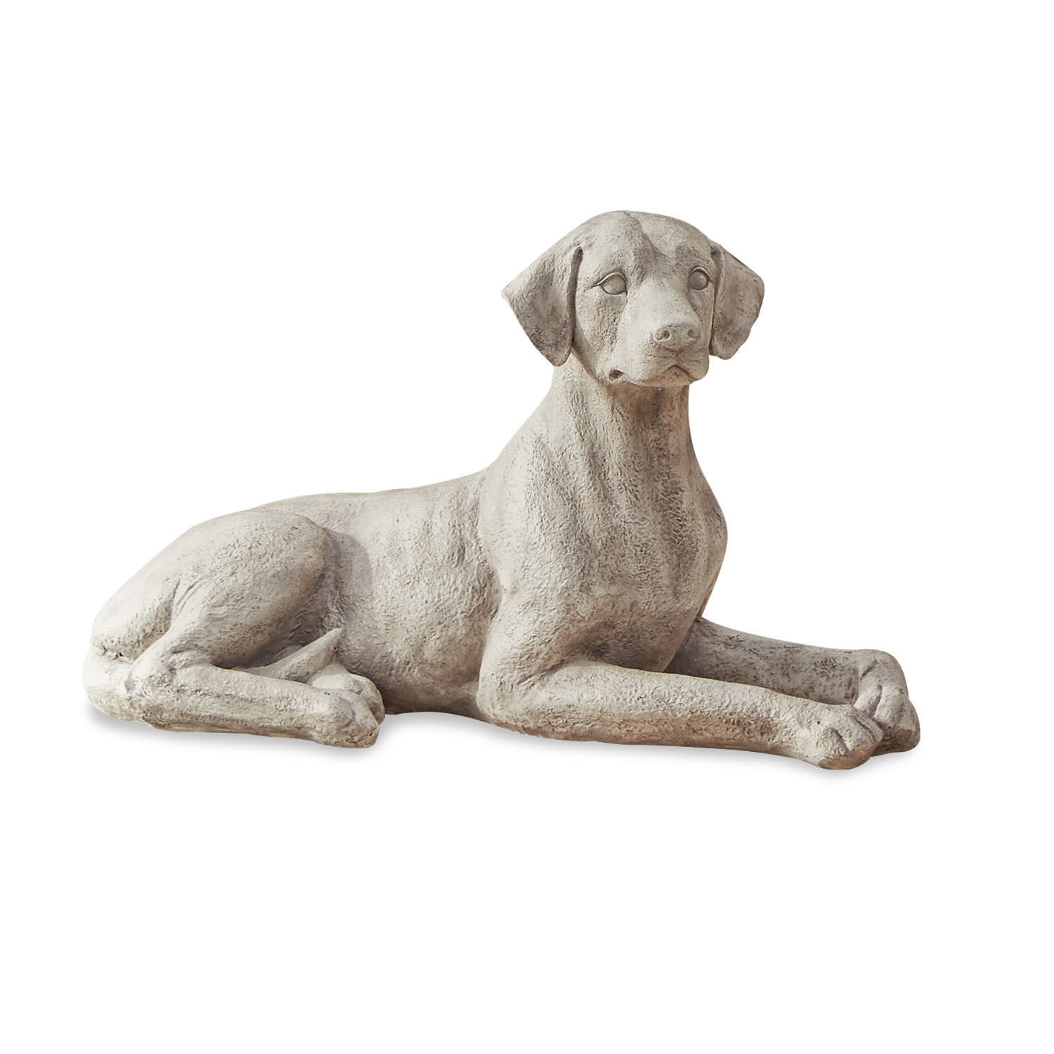 Cane Socrate Statua di cane sdraiato in cemento grigio, decorazione per giardino e casa