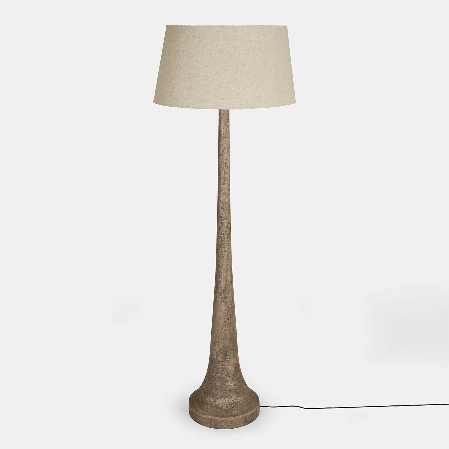 Lampada a stelo Helsfjord Lampada da terra con base in legno e paralume beige, design moderno per illuminazione interna