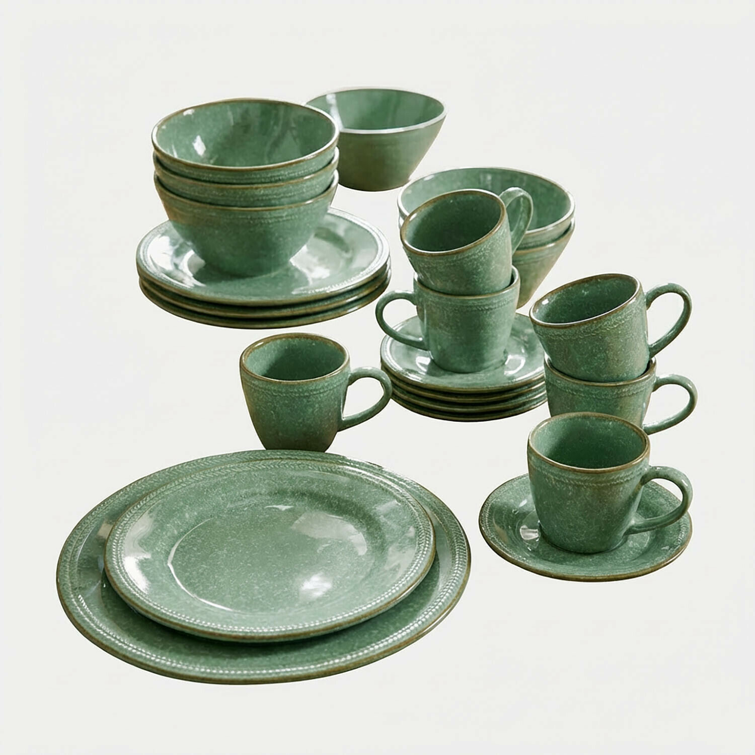 verde Set di stoviglie verde Norrvik in ceramica da 30 pezzi, ideale per uso quotidiano e tavola elegante