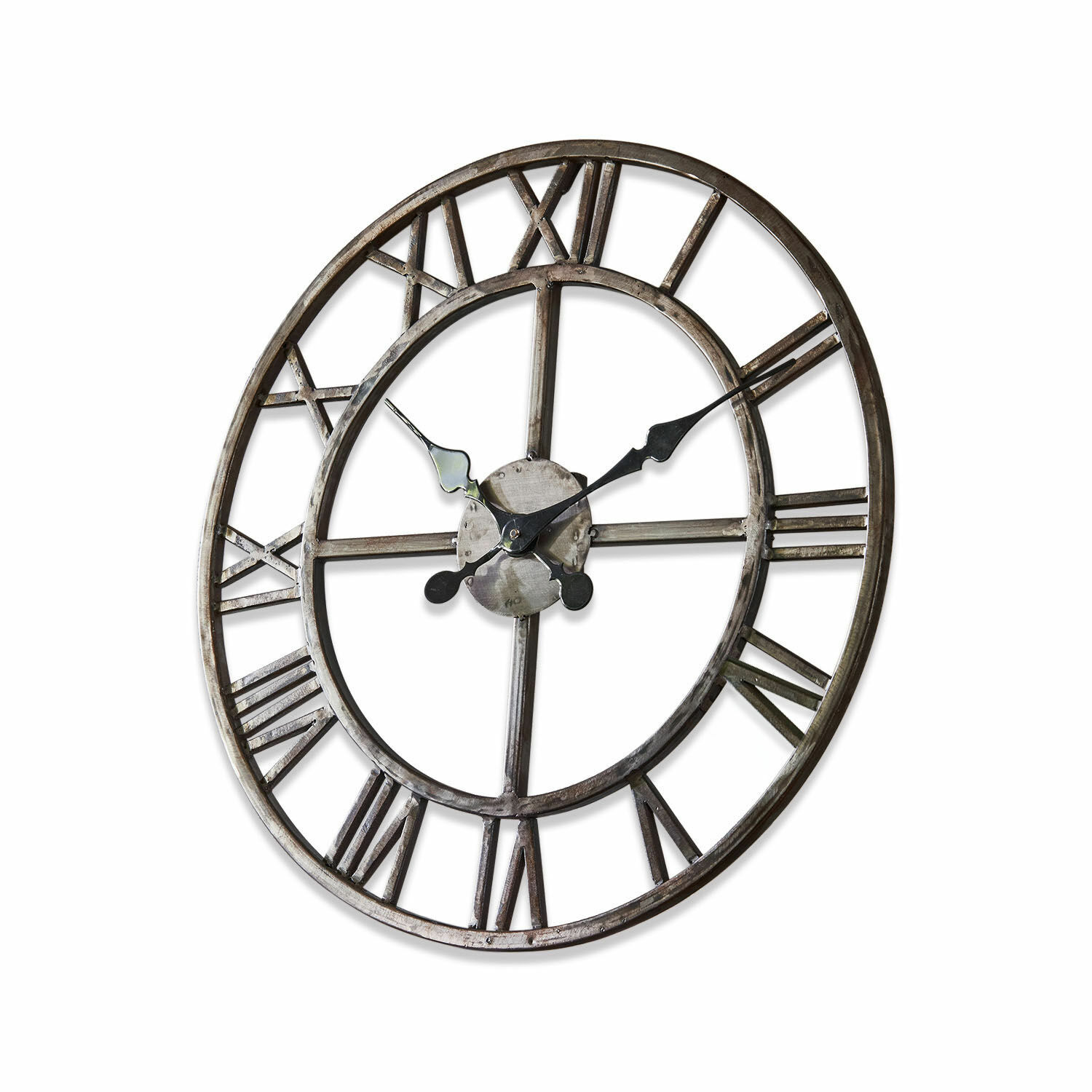 Orologio Vigo Orologio da parete in metallo argento invecchiato con numeri romani per arredamento vintage