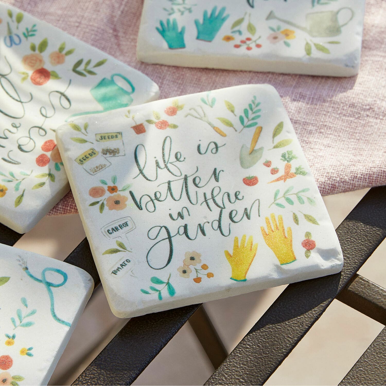 Set di 4 sottobicchieri Happy