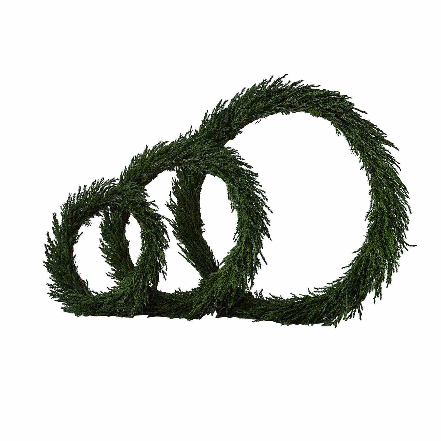 Set di 3 ghirlande Grivale Set di tre corone verdi di rami di conifere per decorazioni festive