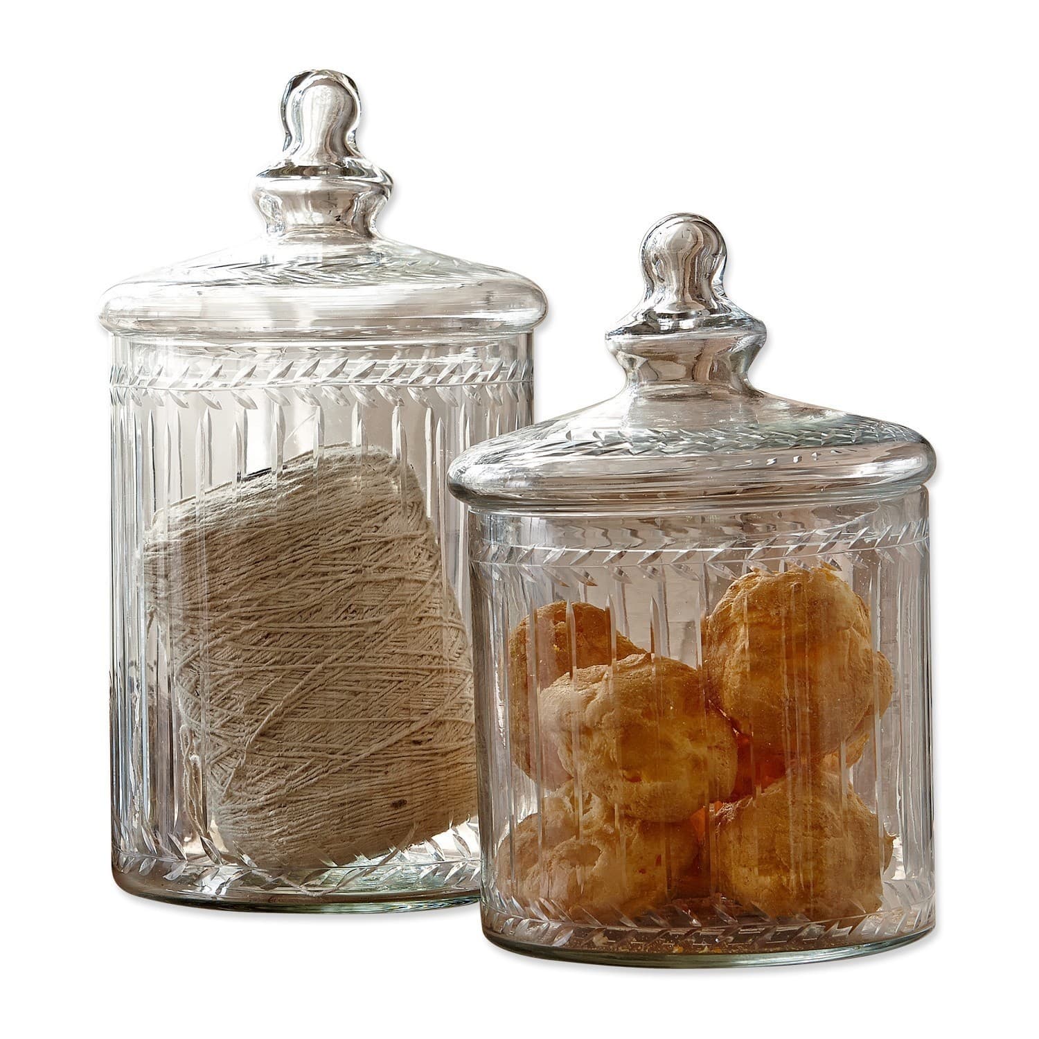 Coppia di barattoli di vetro Maledisant Contenitori in vetro trasparente con coperchi decorati, ideali per conservare in cucina