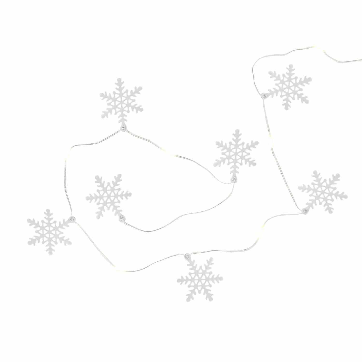 Catena luminosa a LED Azmira Catena luminosa con fiocchi di neve bianchi su filo sottile per decorazioni invernali