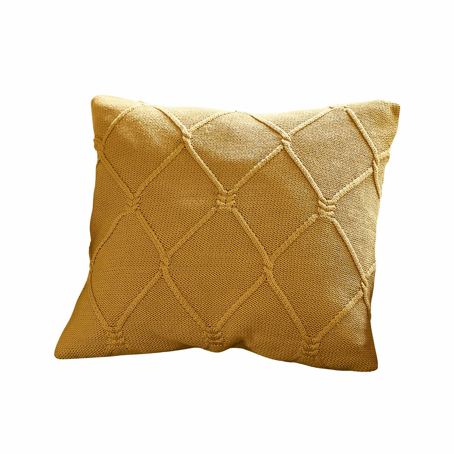 Copricuscino Cresil Cuscino decorativo color senape con motivo intrecciato, morbido e elegante per il soggiorno