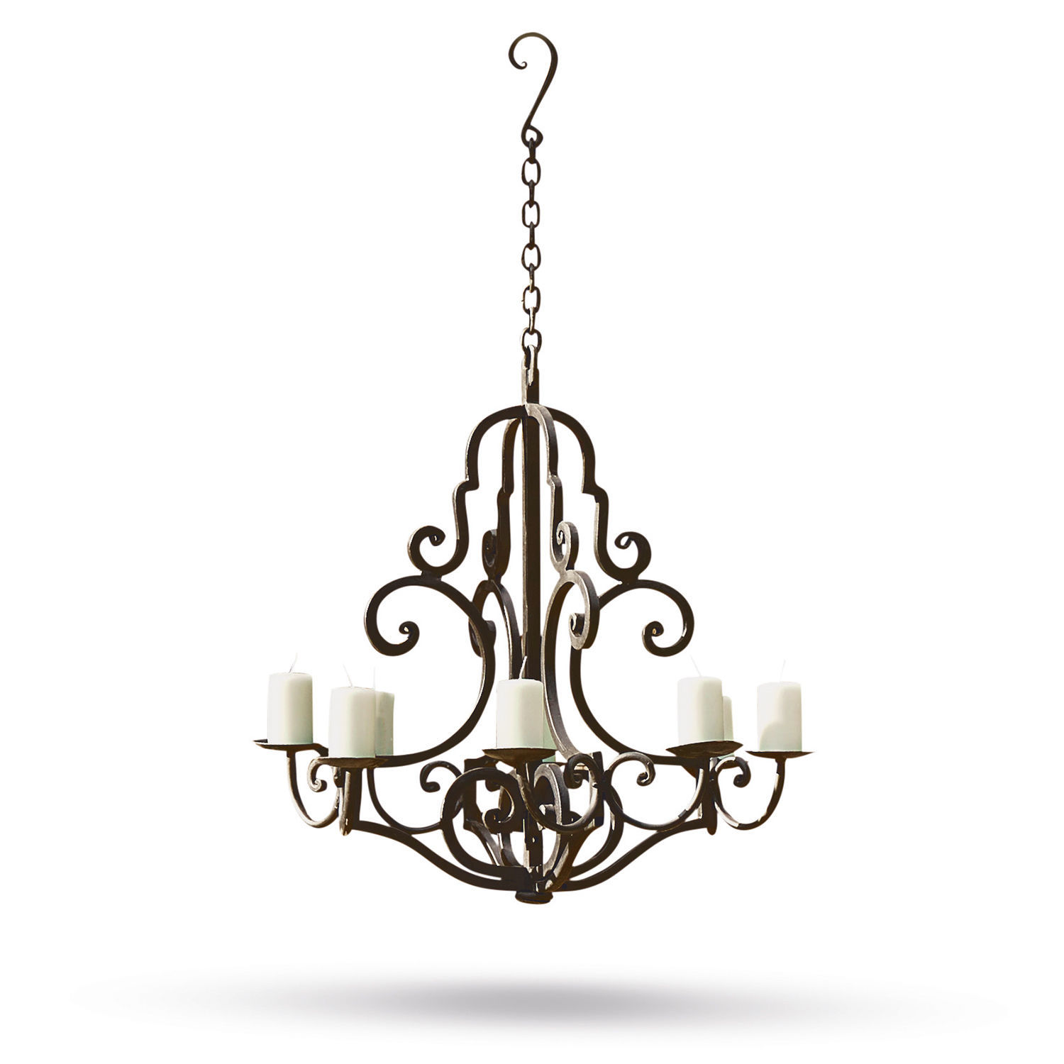 Lampadario per candele Geneuve Lampadario in ferro battuto nero con sei candele bianche, elemento decorativo per interni