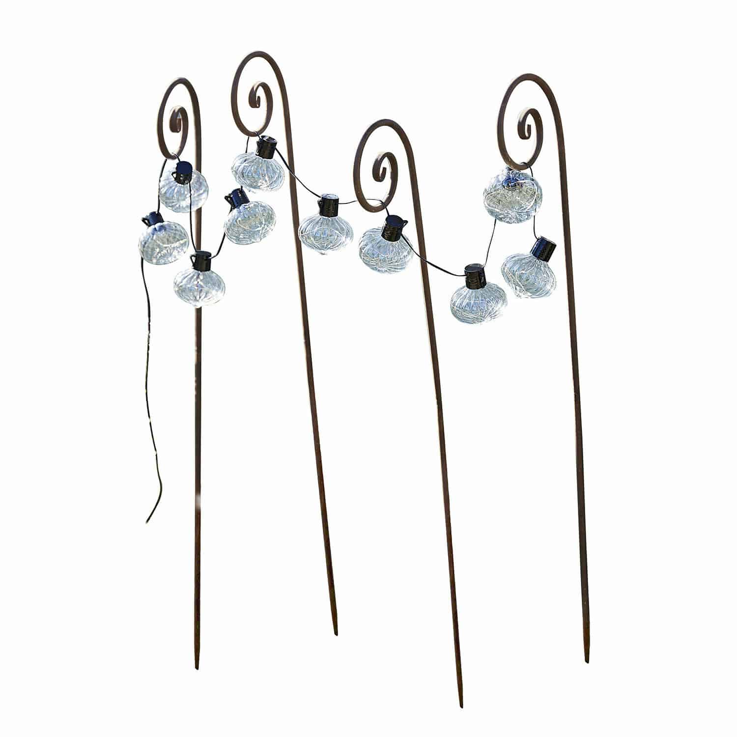 Set di 4 decorazioni ad asta per giardino Sornàs Ganci in metallo decorativi con luci LED trasparenti per giardino o terrazza