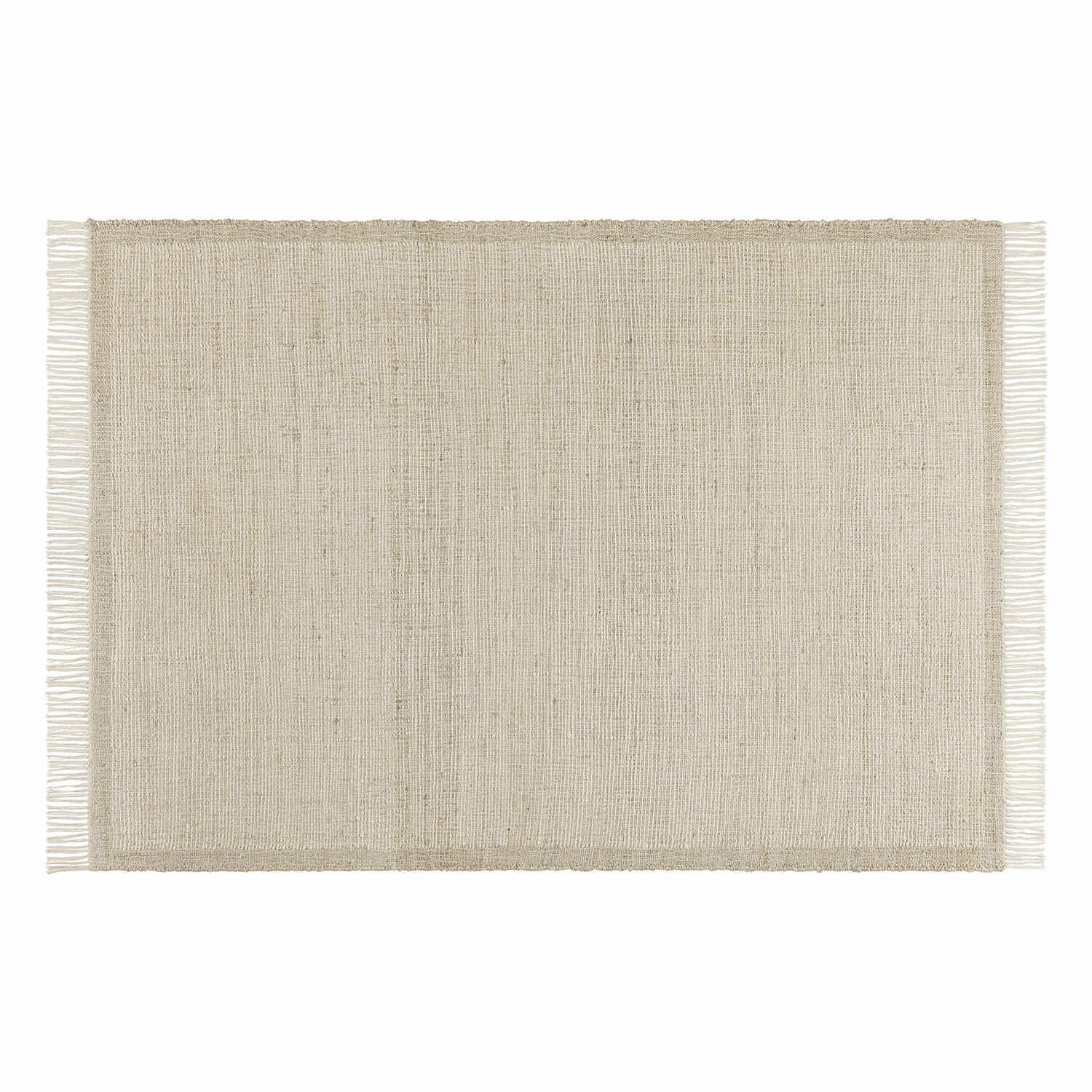 Tappeto Placidia Tappeto beige con frange in materiale naturale, design semplice per arredamento interno